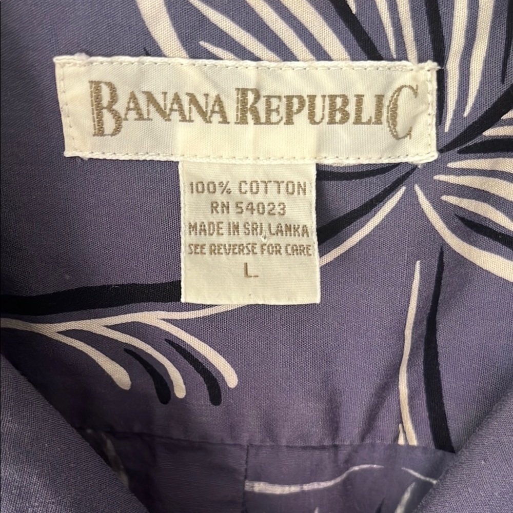 Banana Republic Vintage Men’s Blue Casual Button Down Shirt Safari Leaf - Picture 4 of 6